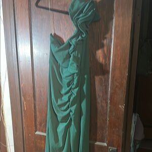 Elegant Green Ruched Gown